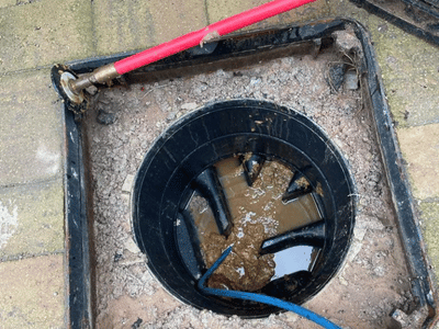 Clogged drain before professional jetting