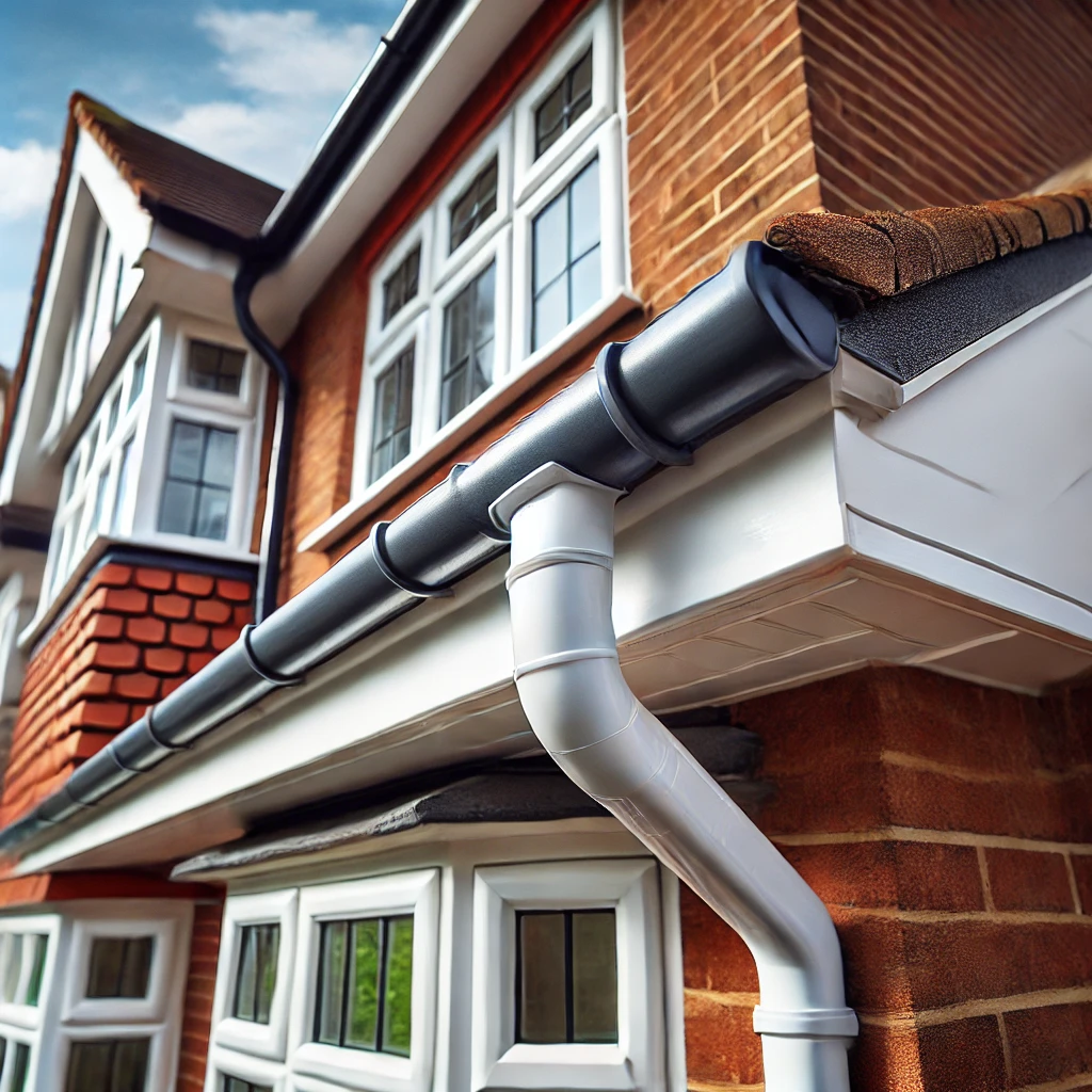 Close-up of clean, well-maintained gutters showcasing professional gutter cleaning service